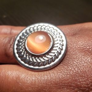 Silver Ring W/ Brown Moonstone Center